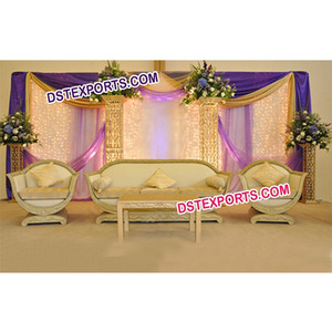 ชุดโซฟาเวทีแต่งงานสำหรับงานแต่งงาน,ชุดโซฟาสไตล์มุสลิมสองที่นั่งพร้อมที่นั่งเดียว - Product Image 1