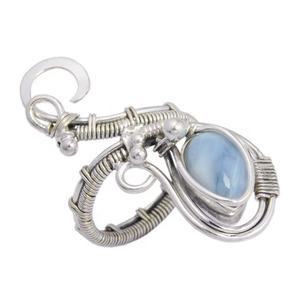 Anillo de Plata de Ley 925 Eternity Vermeil, conjunto de bisel de piedras preciosas de ópalo azul, joyería fina para fiestas de boda, diseño especial de moda - Product Image 1