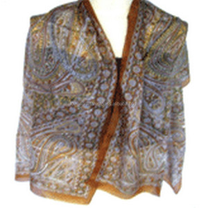 Long Style of Length and Printed Pattern Indian <b>Silk</b> Paisley Print Woman <b>Scarf</b> - Product Image 3