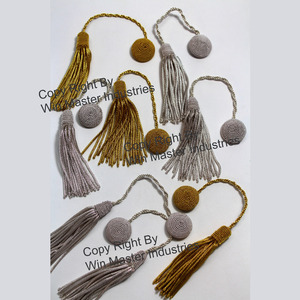 Flecos con borlas doradas decorativas, flecos de alta calidad, venta al por mayor - Product Image 1