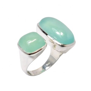 Hot Selling Handmade 925 Sterling <b>Silver</b> <b>Eternity</b> Vermeil <b>Ring</b> with Chalcedony Gemstone Bezel Setting for Wedding Parties - Product Image 1