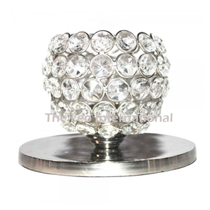 Venta Directa de Fábrica Portavelas de Cristal Plateado Brillante Pulido para Accesorios de Iluminación de Hogar, Hotel y Restaurante - Product Image 1