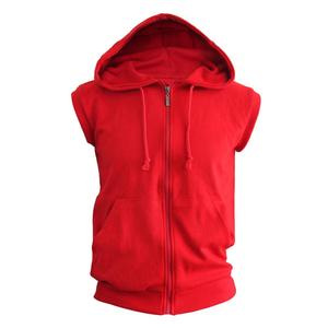 OEM 100% Cotton Fleece <b>Gym</b> <b>Hoodie</b> Sleeveless with Hooded Collar Plain Dyed Winter Jacket - Product Image 1