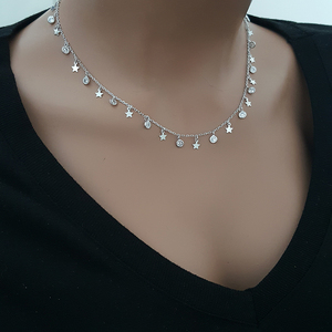 Gargantilla de estrella minimalista de Plata de Ley 925, collar de gota chapado en oro con abalorio de circón para fiestas, bodas y regalos - Product Image 2