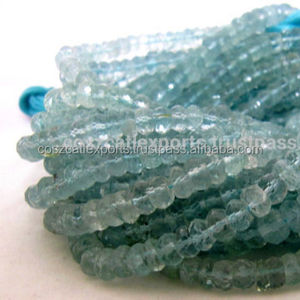 Cuentas de cristal Azul Aguamarina, hilos Rondelles facetados, tamaño de cuenta de 8 ", hebra de piedras preciosas de 5-6mm - Product Image 2