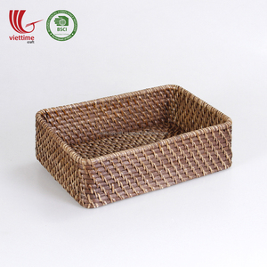 Honey Brown Eco-Friendly Foldable <strong>Wicker</strong> Storage <strong>Basket</strong> Classic Style for Kitchen Home Use Wholesale From Vietnam - Product Image 1