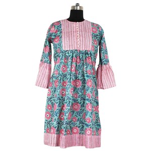 Robe sexy en coton au design élégant pour filles DHB010, fabrication artisanale par impression au bloc en Inde - Product Image 1