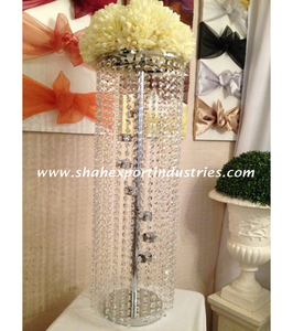 Décoration de table de mariage centre de table de lustre en cristal avec arrangement floral support de fleur décoratif en métal en cristal - Product Image 6