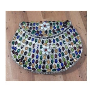 Designer bohème indien femmes cadre en métal sac de messager à la main motif géométrique soirée Shopping fête pochette mode Boho - Product Image 6