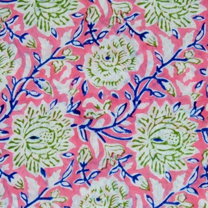 Handmade Multi-Color Cotton Sanganeri Floral Block Printed Fabric Home Textile Craft <b>for</b> Boys' Shirt Running Bag Cover Wholesale - Product Image 3