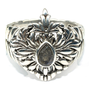 Anillo de plata de primera ley con forma de pera para mujer, sortija, plata esterlina 925, labradorita, flor excelente, gran oferta - Product Image 2