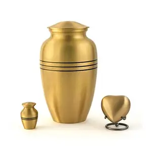 Urnas de cremación conmemorativas de color único con tres líneas para cenizas humanas, suministros funerarios, urna de cremación de Metal, decoración del hogar
