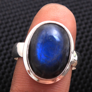Bleu labradorite pierres précieuses cabochon 925 bague en argent sterling en gros en ligne bijoux faits à la main - Product Image 2