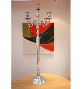 Tall Five Arms Hand Crafted Aluminum <b>Candelabra</b> Nickel Plated Floor <b>Candelabra</b> for Home Wedding Parties Decoration - Product Image 1