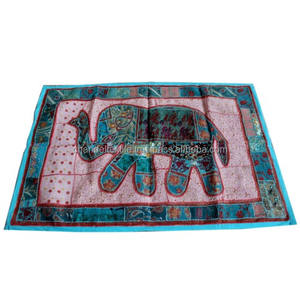 Elefante bordado a mano, decoración de pared, tapiz colgante de lentejuelas Hippie Vintage, diseño Aubusson, corredor decorativo étnico - Product Image 4