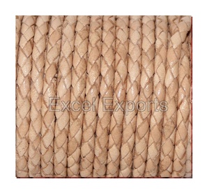 Cordons en cuir véritable tressé de 3 mm, couleur marron, fournisseur Excel Exports pour bijoux et poignées de sacs, vente en gros - Product Image 3