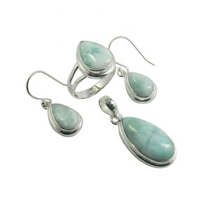 Blue Larimar Gemstone 925 Sterling Silver <b>Earrings</b> Pendants Set Handmade Vintage Silver <b>Hook</b> <b>Earrings</b> Pendant for Party Direct - Product Image 1