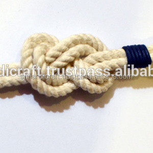 Llavero de Cuerda Náutica Reef Knot, Llavero de Cuerda Trenzada, Llavero Náutico de Latón Hecho a Mano, Felicidad - Product Image 1