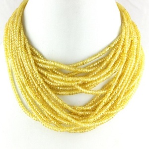 16 pouces de Long, 1 brin de pierres précieuses de Zircon jaune naturel perles rondelles à facettes beaux bijoux de bricolage vente en gros - Product Image 3