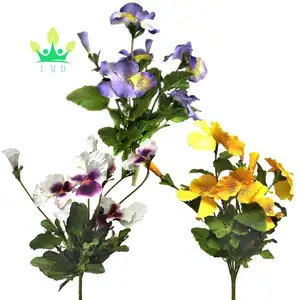 Sets of 3 Artificial Pansy Bushes - Decorative Outdoor Plants