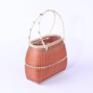 High Quality Vintage Folk Art Tote Bag Handmade <b>Bamboo</b> <b>Crafts</b> for Women for Beach Use - Product Image 3