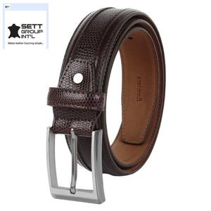 Cinturón de cuero sintético marrón genuino para hombre OEM ODM diseño ecológico con respaldo no tejido - Product Image 5