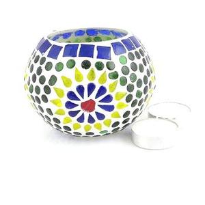 Bougeoir votif en verre mosaïque, porte-bougie dorée pour décoration de fête d'anniversaire - Product Image 3