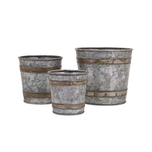 Ensemble de 3 jardinières galvanisées en métal étain - Product Image 1