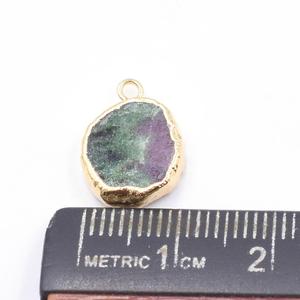 Ruby Zoisite 14-16mm Bail Oval Shape 18k Gold Plated Brass Pendant for Necklace <b>Bracelet</b> Jewelry Making - Product Image 3
