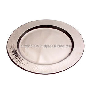 Placa de cargador con acabado dorado, placa de cargador decorativa con borde de piedra blanca para placa DE SERVICIO DE BODA, Metal - Product Image 3