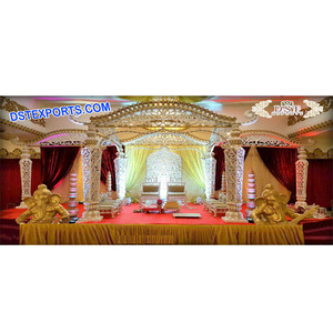 Configuration spéciale Mandap pour Gujrati mariage fibre sculpté mariage Mandap ensemble meilleur mariage indien Mandaps fabricant australie - Product Image 1