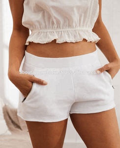 Venta al por mayor a granel de impresión personalizada Hot Shorts Fitness Mujeres pantalones cortos de lana de algodón transpirable con cremallera lateral - Product Image 6