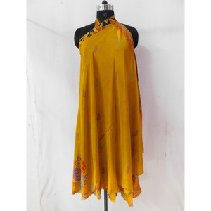 Vintage de seda de las mujeres usan abrigo alrededor de la falda boho hippie pantalones vestido largo gitano - Product Image 3