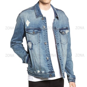 Vêtements d'extérieur Design personnalisé 100% coton Jean pour hommes Vestes en jean Denim Dip Dye Denim lavé Hommes Coton Jean Street Wear Vestes d'hiver - Product Image 5