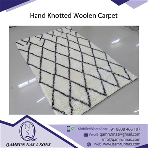 Tapis de salle de bain luxueux en laine nouée à la main, gris géométrique, pour la prière et l'usage domestique, tapis et ensembles - Product Image 4