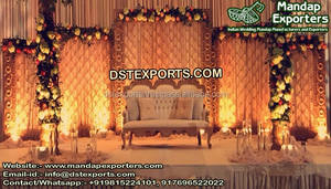 Bougie en fibre de mariage arabe arrière-murs scène de mariage fibre Jhronka murs de bougie Rajwada mariage cadre arrière en fibre dorée - Product Image 2