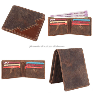 Portefeuilles Portefeuille à deux volets en cuir de vachette véritable de haute qualité pour hommes Fabriqué en Inde Toutes les couleurs et personnalisation disponibles - Product Image 1