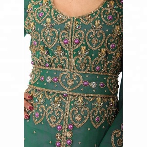Haute qualité Georgette lourd cristal perlé travail marocain vert mariage caftan pour les femmes robe islamique dubaï caftan - Product Image 5