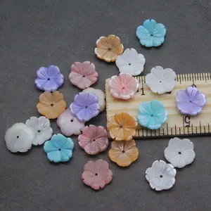 12毫米手工制作的白色/粉色/蓝色/黄色/紫色珍珠母碗拖把雕刻贝壳花珠DIY制作
