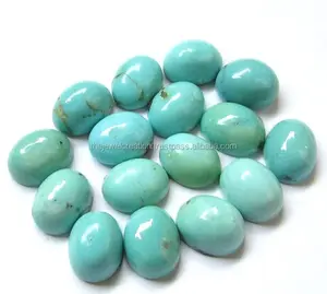 8x10mm biru alami pirus halus Oval Semi berharga terkalibrasi longgar Cabochons harga grosir dari batu pemasok Online