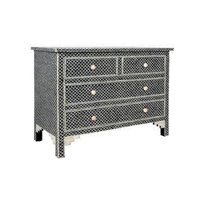 Tiroir en bois fait main avec incrustation de os indiens de bonne qualité |   Table de chevet décorative, commode de luxe pour la maison - Product Image 3