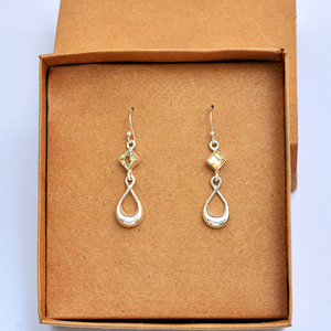 <b>Citrine</b> 925 Sterling Silver Square Dangle <b>Earrings</b> Handmade Wedding/Party Fashion Jewelry Casa De Plata-Wholesaler Manufacturer - Product Image 3
