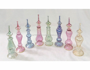 LW10 DECORATIVE GLASS EGYPTIAN MOUTH-BLOWN PERFUME BOTTLE