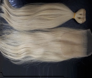 Haute Qualité #613 Blonde 30 Pouces Longue Ligne Droite Vierge Cheveux Frontale Fermeture Transparent HD Dentelle Techniques Attachées À La Main Perruques - Product Image 6