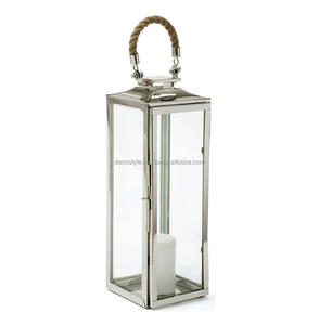 Lanterne à bougie en laiton avec poignée en corde - Product Image 6
