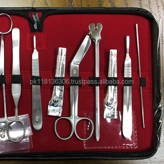 Kit di dissezione di dissezione dello studente di medicina di anatomia del laboratorio di biologia con il coltello del bisturi