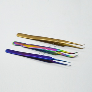 Pinzas para Pestañas Profesionales de Acero Inoxidable Antioxidante, Antiestáticas, con Punta de Diamante de Alta Precisión, en Dorado, Negro, Morado, Azul y Arcoíris - Product Image 4
