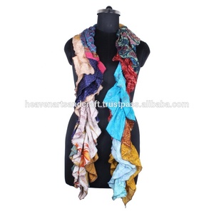 Estola de seda de estilo Vintage, bufandas con volantes, estola de diseño a la moda para niñas SC0409, estola de seda, bufandas con volantes, parches Sari, bufanda - Product Image 2