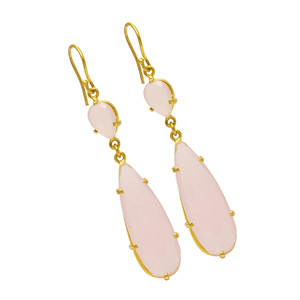 ต่างหูแบบห้อยอัญมณีรูปกุหลาบแท้925สเตอร์ลิงง่ามชุบทองสไตล์คลาสสิกของขวัญงานเลี้ยงงานแต่งงาน - Product Image 1