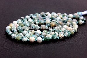 Nouveau Design Simple Naturel 8 mm Mousse Agate Yoga Mala Perles Collier Style Religieux Pierre Précieuse Mala pour Méditation Cadeau Parfait - Product Image 3